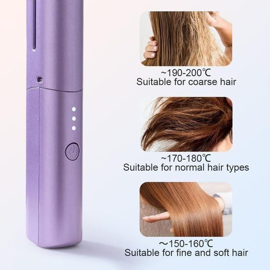 Meneflix Portable Hair Straightener Cordless Rechargeable Mini Adjustable Hair Straightener Hot Comb