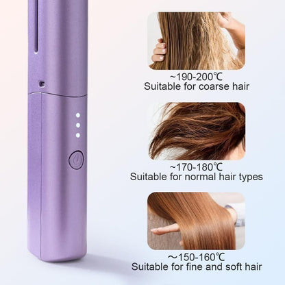 Meneflix Portable Hair Straightener Cordless Rechargeable Mini Adjustable Hair Straightener Hot Comb