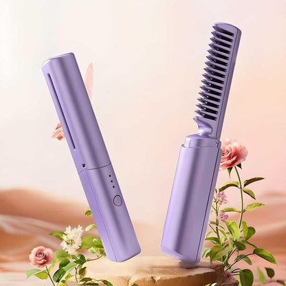 Meneflix Portable Hair Straightener Cordless Rechargeable Mini Adjustable Hair Straightener Hot Comb